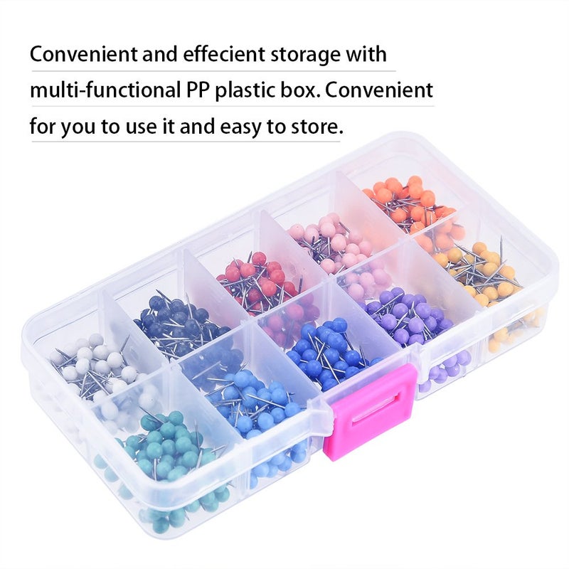 KUUQA 1000 Pieces 1/8 inch Map Push Pins Map Tacks Thumbtacks with Plastic Round Heads and Steel Needle Points - Image 4